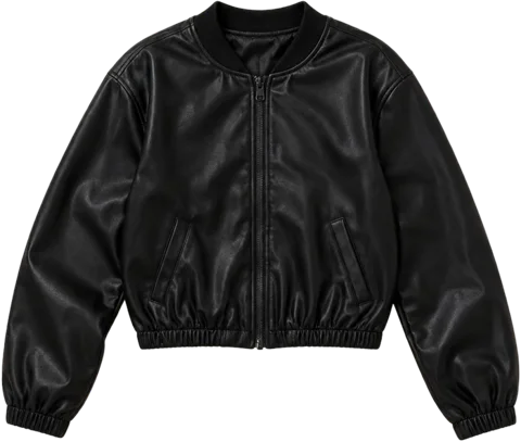 Campera símil cuero negra