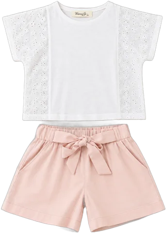 Conjunto broderie y short rosa
